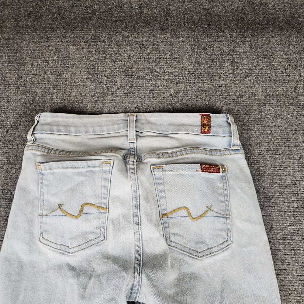 7 For All Mankind The Ankle Skinny Jeans Light Wash Blue Size 26 Stretch Denim - Picture 9 of 10